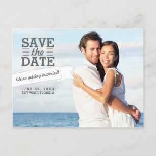 Postale Faire-part Bannière moderne Enregistrer la date Mariage Carte