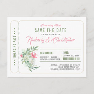 Postale Faire-part Billet de carte d'embarquement Tropical Beach Enre
