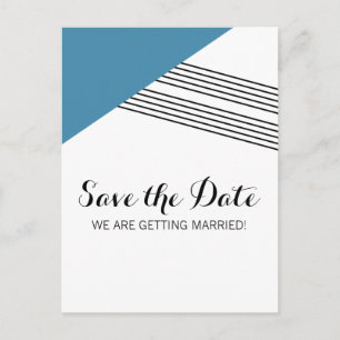 Postale Faire-part Bleu bande géométrique Enregistrer la date carte p