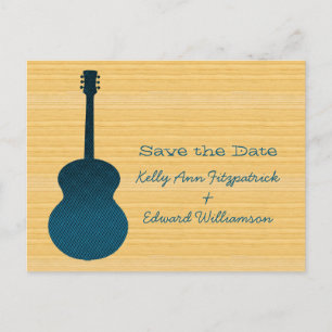Postale Faire-part Blue Country Guitar Enregistrer la date Carte post