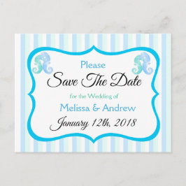 Postale Faire-part Blue Green Oceanic Beach Enregistrer la date Carte