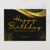 Bonne carte d'anniversaire en or et noir