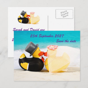 Postale Faire-part Canards de mariage mariage à la plage ... Carte po