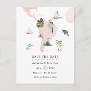 Postale Faire-part Carte aquarelle de Rio pour mariage de destination