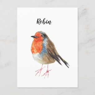 Postale Faire-part Carte cadeau rouge-gorge oiseau peint à l'aquarell