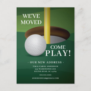 Postale Faire-part Carte d'annonce de déménagement de balle de golf