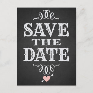 Postale Faire-part Carte d'annonce de mariage à la craie de style wes