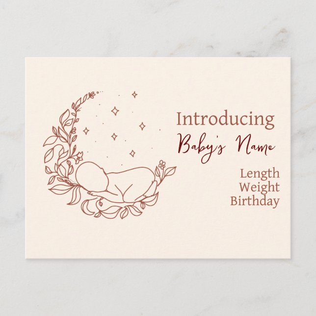 Postale Faire-part Carte d'annonce de naissance de nouveau-né (Devant)