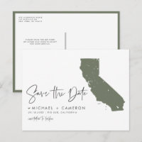 Carte de Californie en vert taupe avec code QR pou