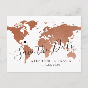 Postale Faire-part Carte de cuivre Destination Mariage Enregistrer la