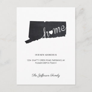 Postale Faire-part Carte de l'État du Connecticut sur tableau noir - 