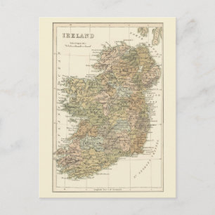 Postale Faire-part Carte de l'Irlande 1862 Mariage Save The Date