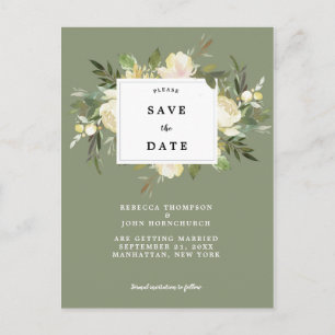Postale Faire-part carte de mariage à motif floral vert forêt pour an