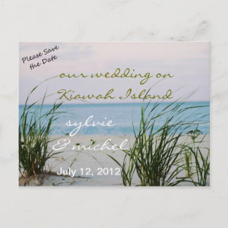 Postale Faire-part Carte de mariage sur la plage venteuse