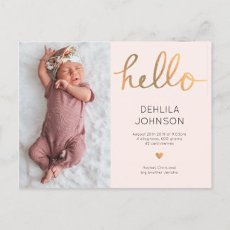 Postale Faire-part Carte de naissance bébé fille à annoncer