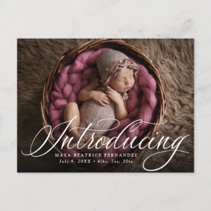 Postale Faire-part Carte de naissance classique avec une photo