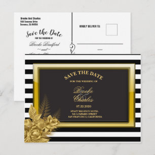 Postale Faire-part Carte de notification de mariage Art Déco Roses et