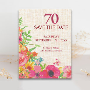 Postale Faire-part Carte de pré-annonce de 70e anniversaire avec moti