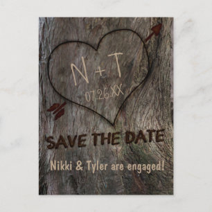 Postale Faire-part Carte de pré-annonce de mariage avec tronc d'arbre