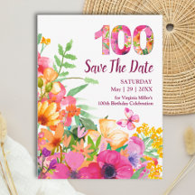 Carte de pré-annonce florale pour les 100 ans papi