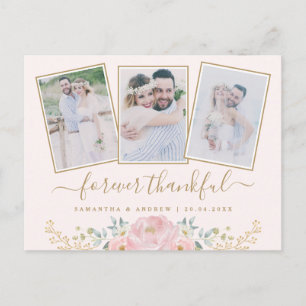 Postale Faire-part Carte de remerciement de mariage à collage photo f