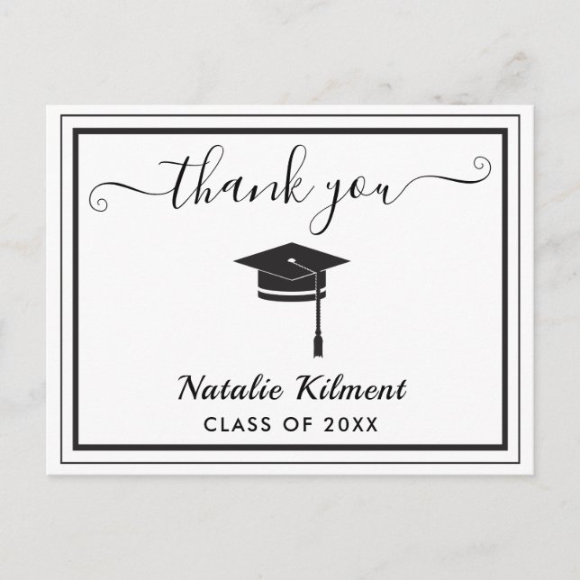 Postale Faire-part Carte de remerciement de remise de diplôme noir et (Devant)