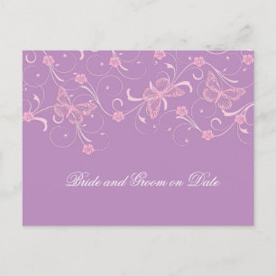 Postale Faire-part Carte de rendez-vous Elegant Dream Papillon Lavand