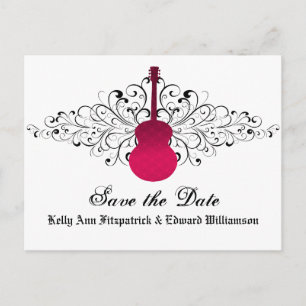 Postale Faire-part Carte de sauvegarde à motif de guitare aux tourbil