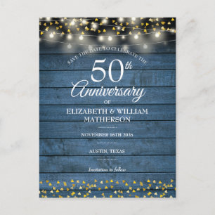 Postale Faire-part Carte de sauvegarde de 50e anniversaire en bois ru