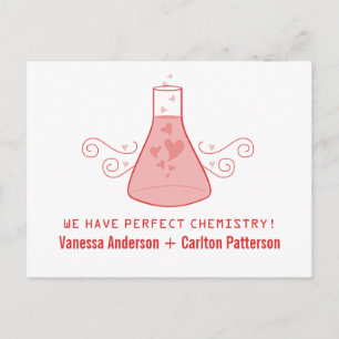 Postale Faire-part Carte de sauvegarde de date de chimie douce rouge