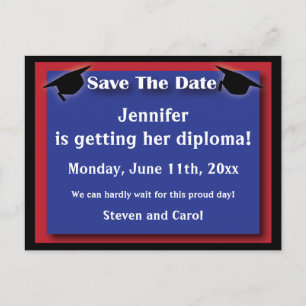Postale Faire-part Carte de sauvegarde de date de remise de diplômes 