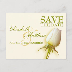 Postale Faire-part Carte de sauvegarde de date simple rose blanche bo