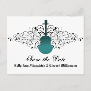 Postale Faire-part Carte de sauvegarde de guitare tourbillons sarcell