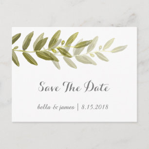 Postale Faire-part Carte de sauvegarde de mariage à branche d'olive v