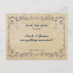 Postale Faire-part Carte de sauvegarde de mariage de plage nautique v