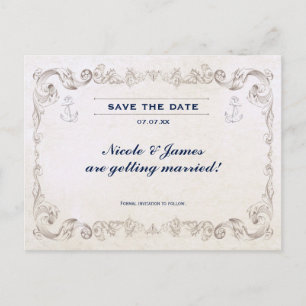 Postale Faire-part Carte de sauvegarde de mariage de plage nautique v