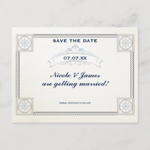 Postale Faire-part Carte de sauvegarde de mariage de plage nautique v