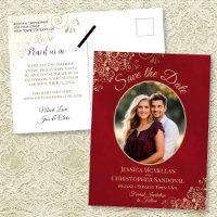 Carte de sauvegarde de mariage en or rouge cramois