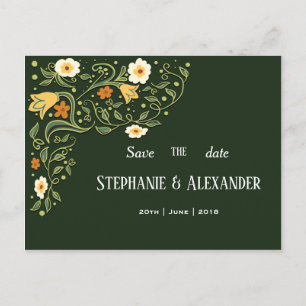 Postale Faire-part Carte de sauvegarde de mariage floral vert