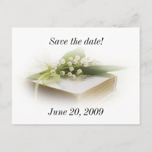 Postale Faire-part carte de sauvegarde de muguet avec la bible