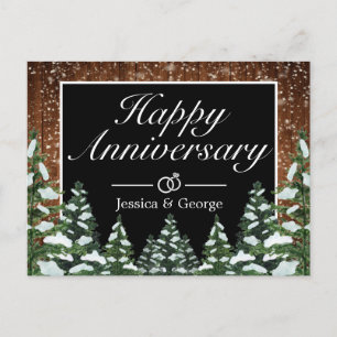 Postale Faire-part Carte de vœux d'anniversaire de mariage Bois & For