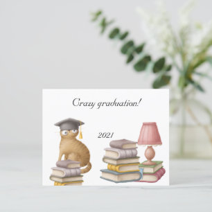 Postale Faire-part Carte de voeux de fin d'études pour étudiant chat 