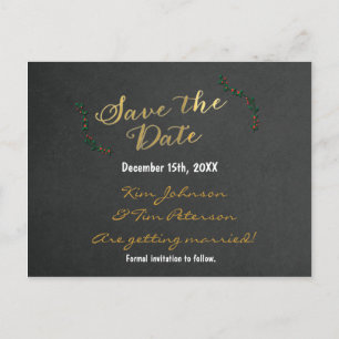 Postale Faire-part Carte de vœux de Noël en tableau noir doré avec ho