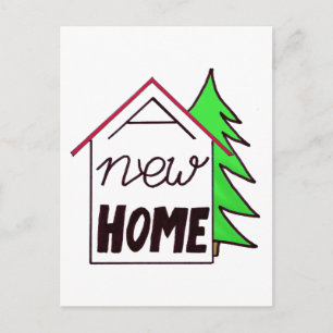 Postale Faire-part Carte de vœux de nouvelle adresse en lettrage manu