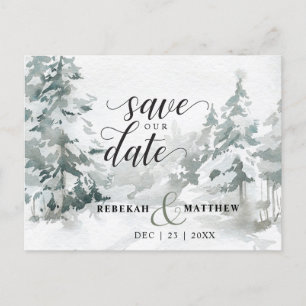Postale Faire-part Carte de vœux hivernale de forêt enchantée Enregis