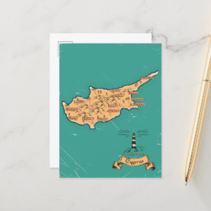 Postale Faire-part Carte de voyage illustrée Chypre