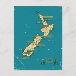 Postale Faire-part Carte de voyage illustrée de Nouvelle-Zélande