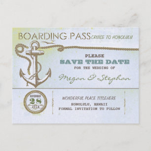 Postale Faire-part Carte d'embarquement nautique enregistrer le ticke