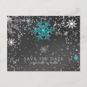 Postale Faire-part Carte d'hiver merveilleux craie sarcelle et violet