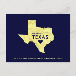 Postale Faire-part Carte du Texas métallisé or Bleu marine Nouvelle a